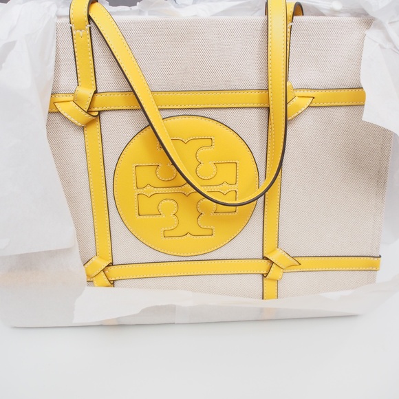 Tory Burch Ella Canvas Quadrant Knot Tote - Picture 8 of 9